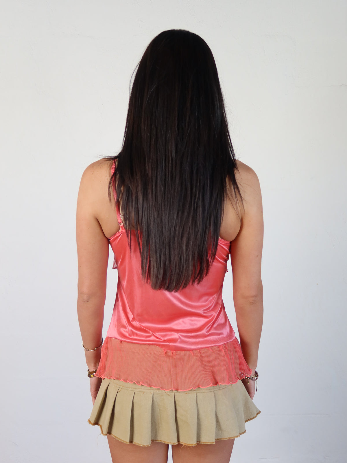Coral Embroidered Satin Cami XS/S