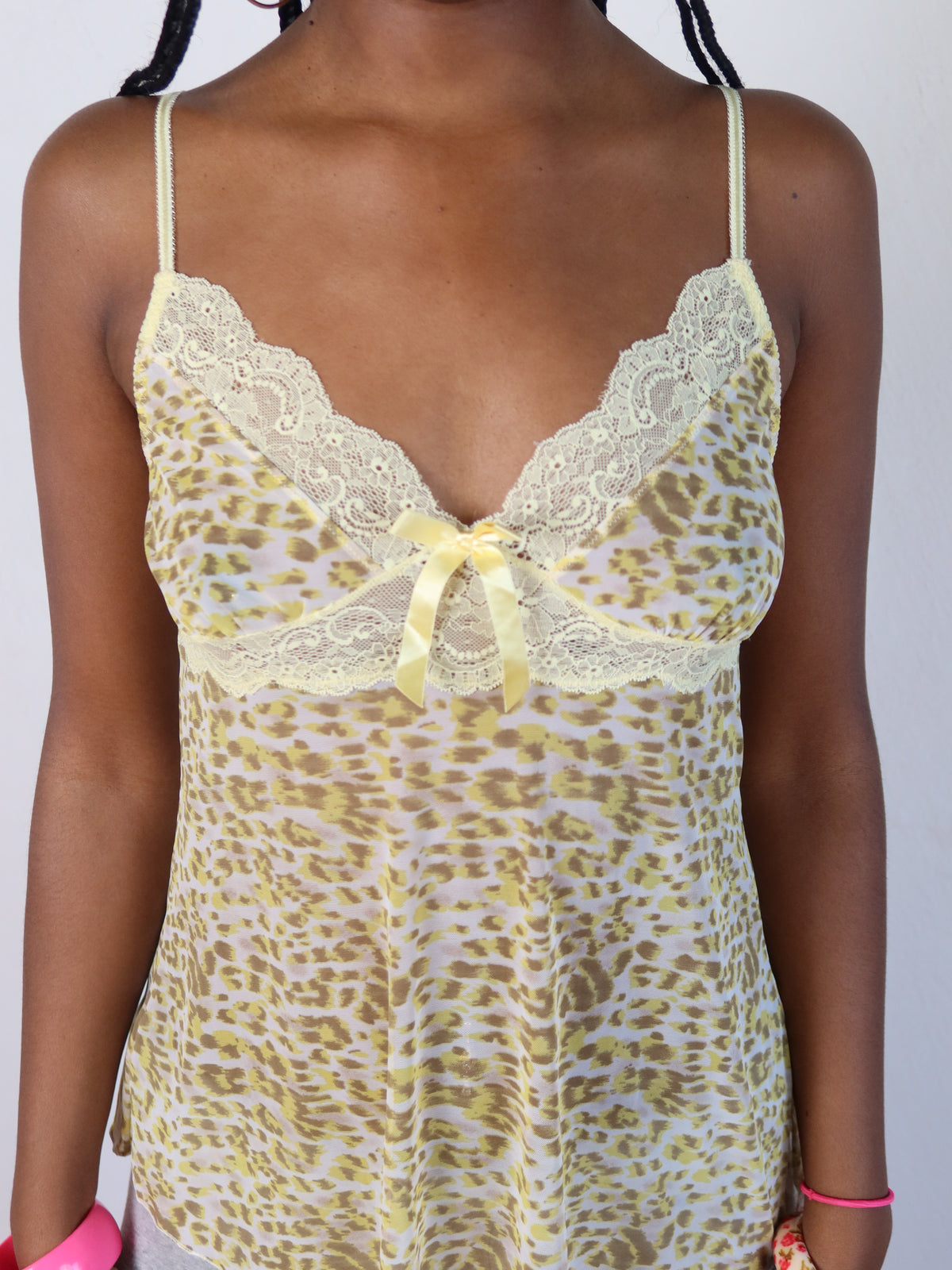 Yellow Leopard Mesh Lace Cami S/M