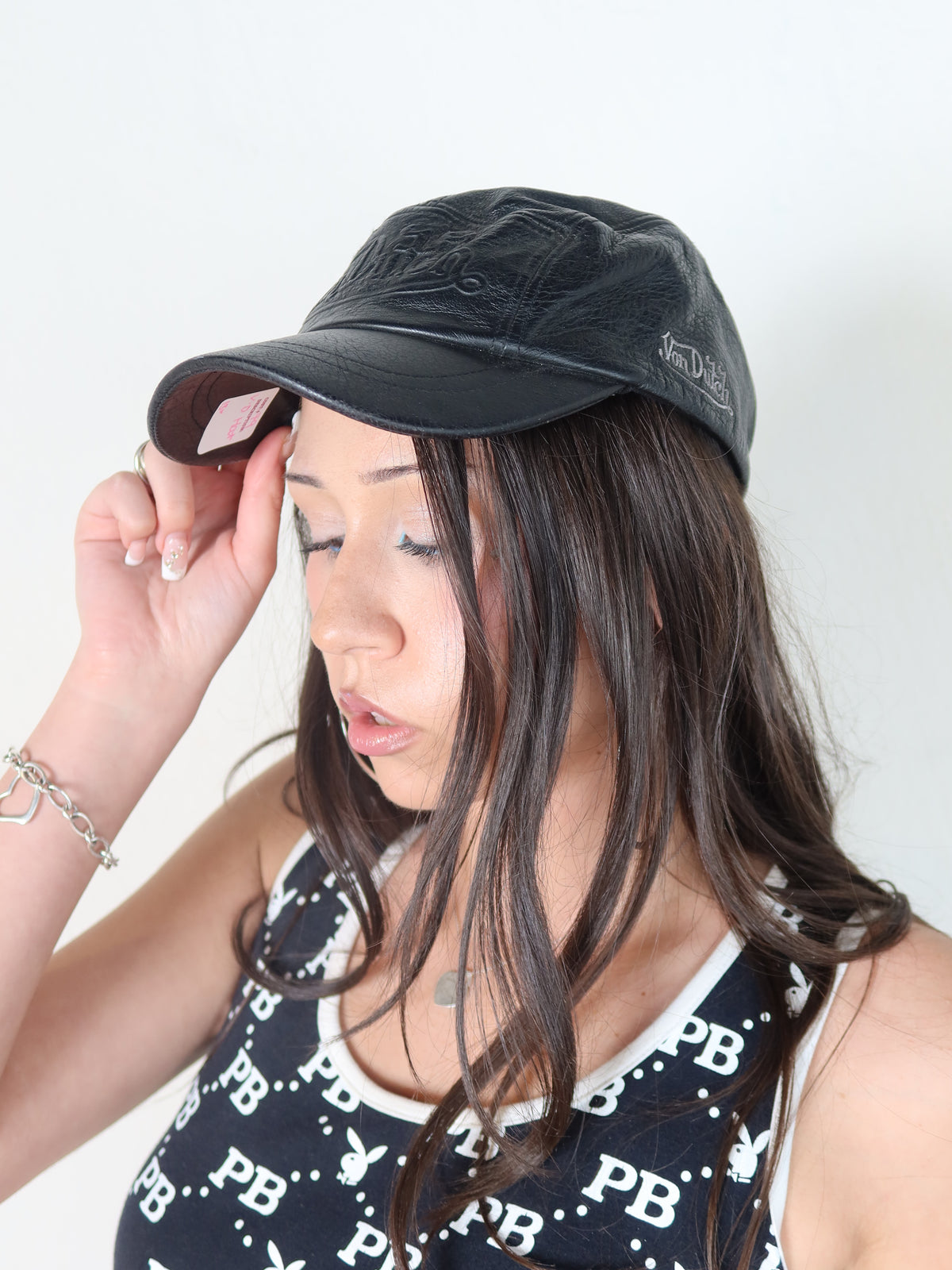 Von Dutch Black Leather Cap