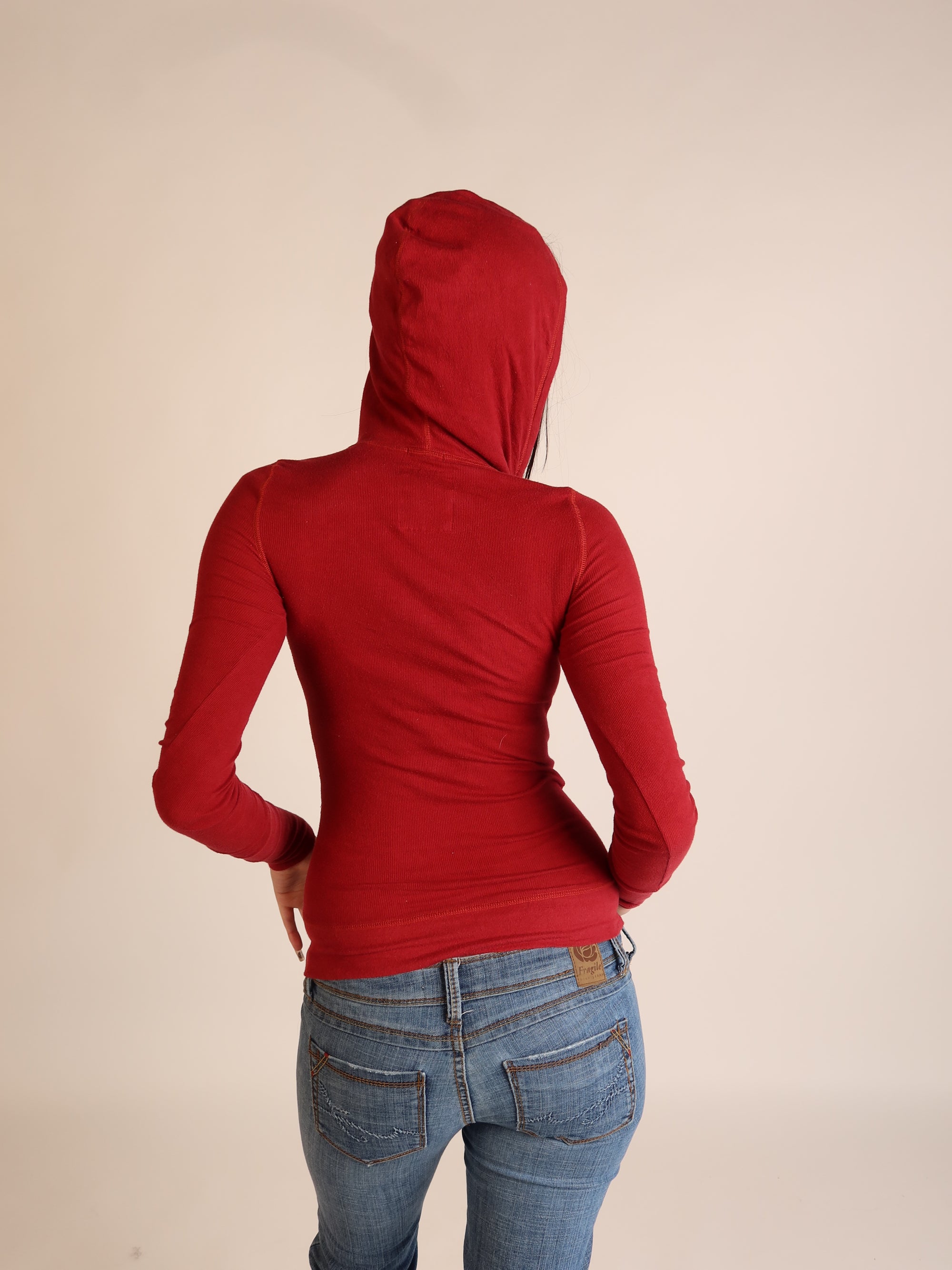 Hollister Red Hooded Long Sleeve S