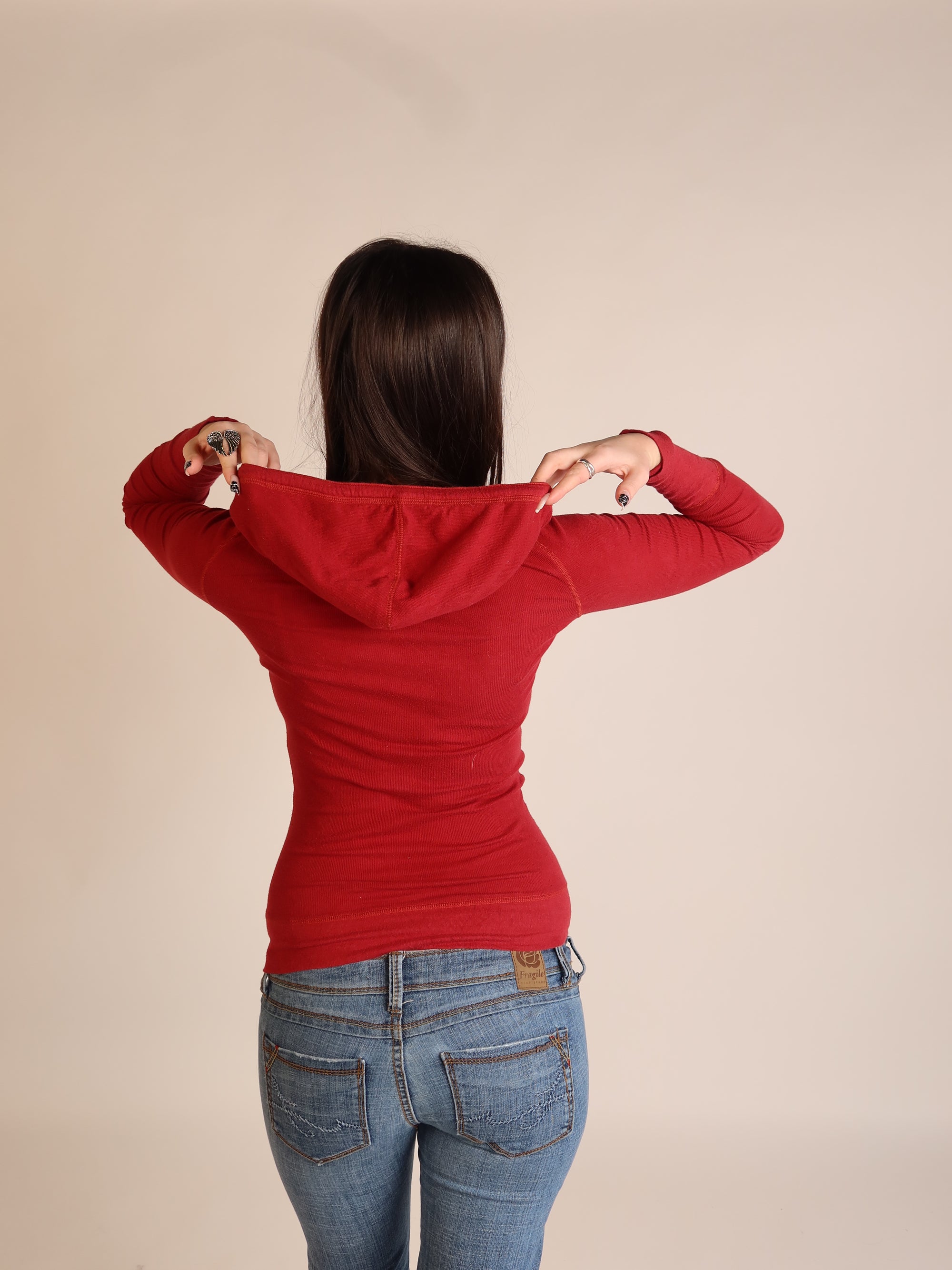 Hollister Red Hooded Long Sleeve S