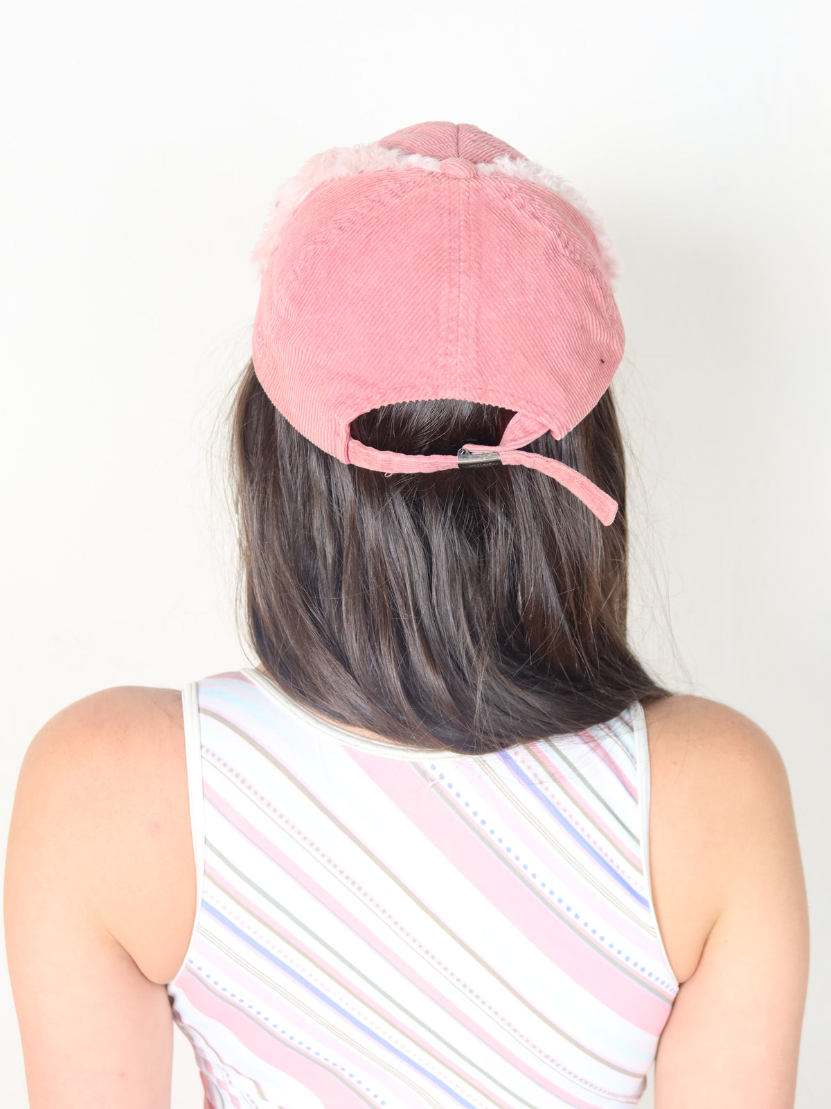 Von Dutch Pink Corduroy Fur Trim Cap