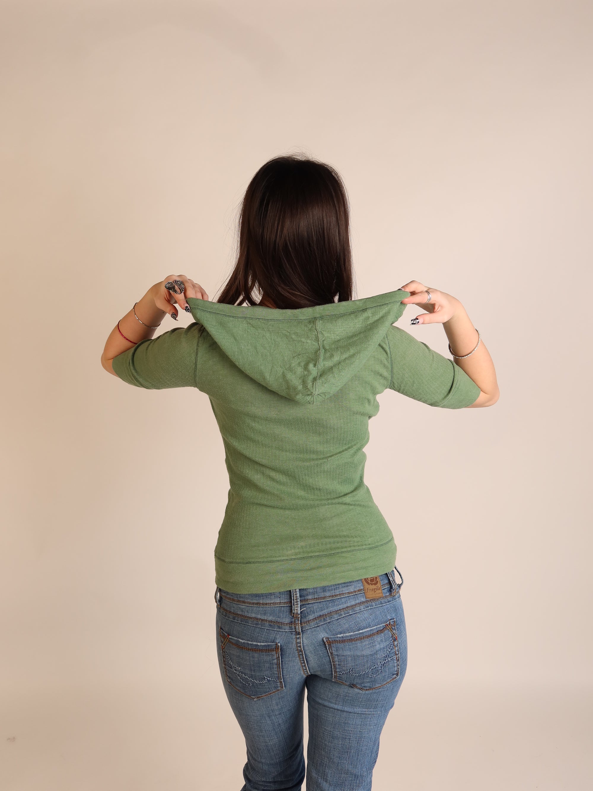 Hollister Green Hooded Wrap Top S