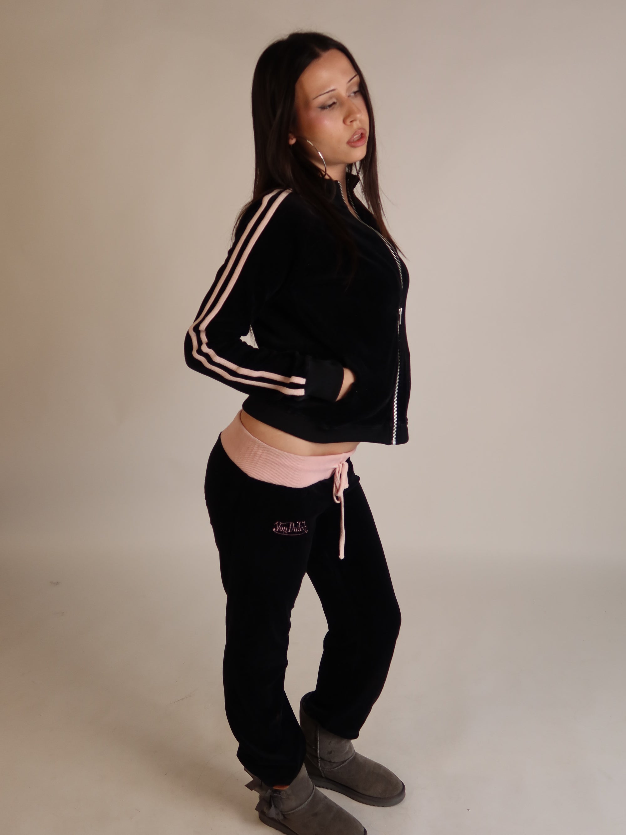 RARE Von Dutch Black Velour Set S