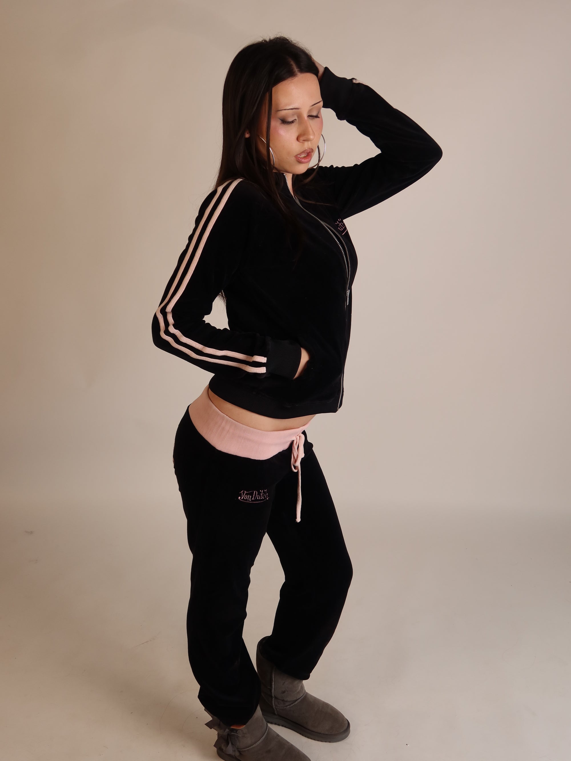 RARE Von Dutch Black Velour Set S