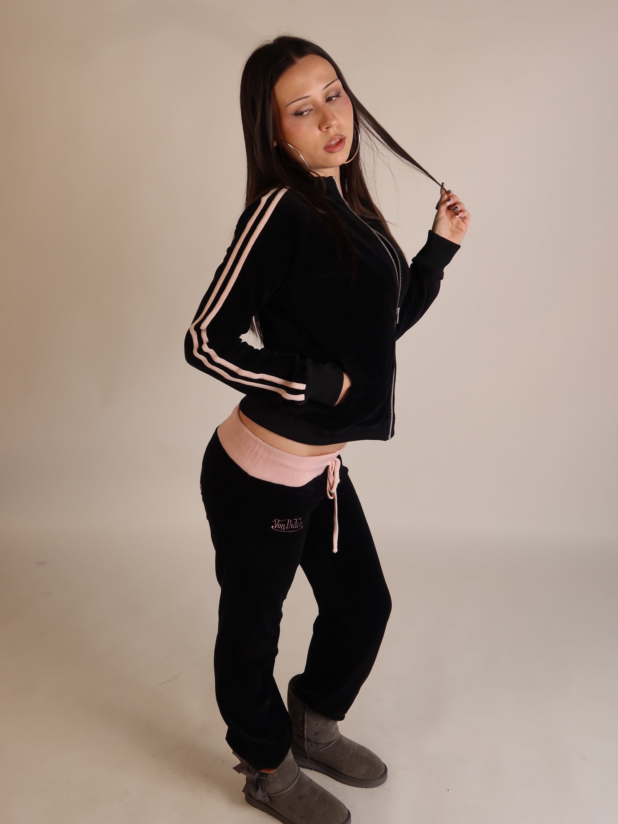 RARE Von Dutch Black Velour Set S