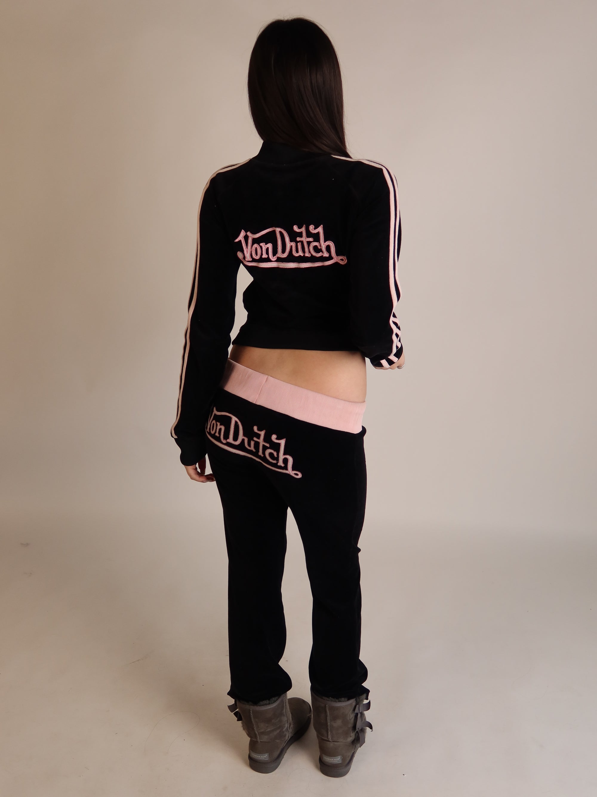 RARE Von Dutch Black Velour Set S