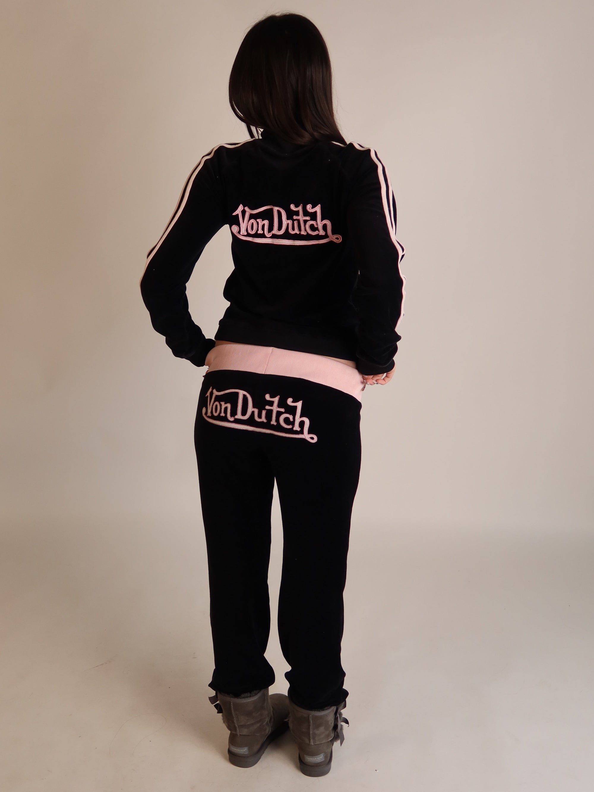 RARE Von Dutch Black Velour Set S