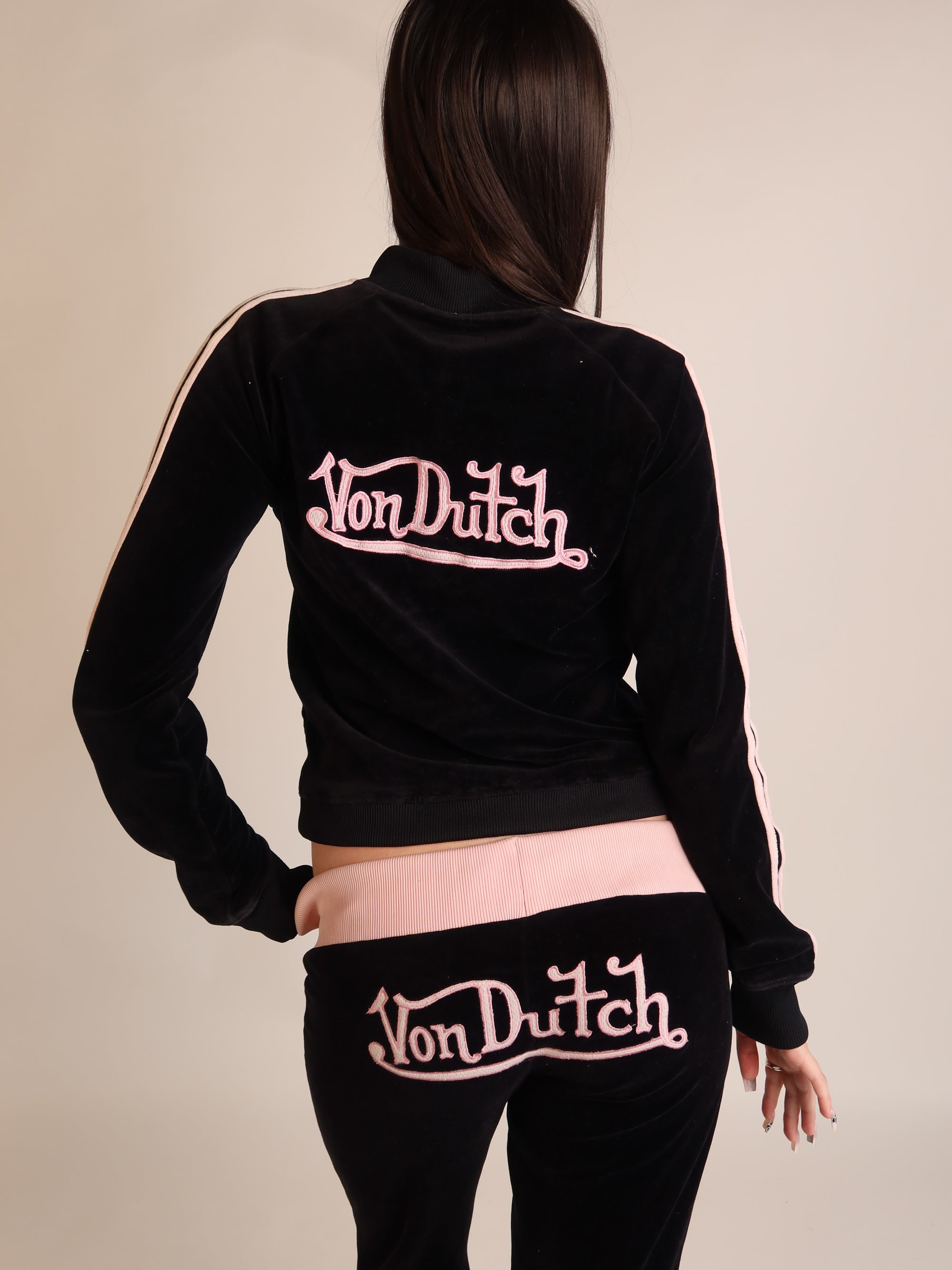 RARE Von Dutch Black Velour Set S