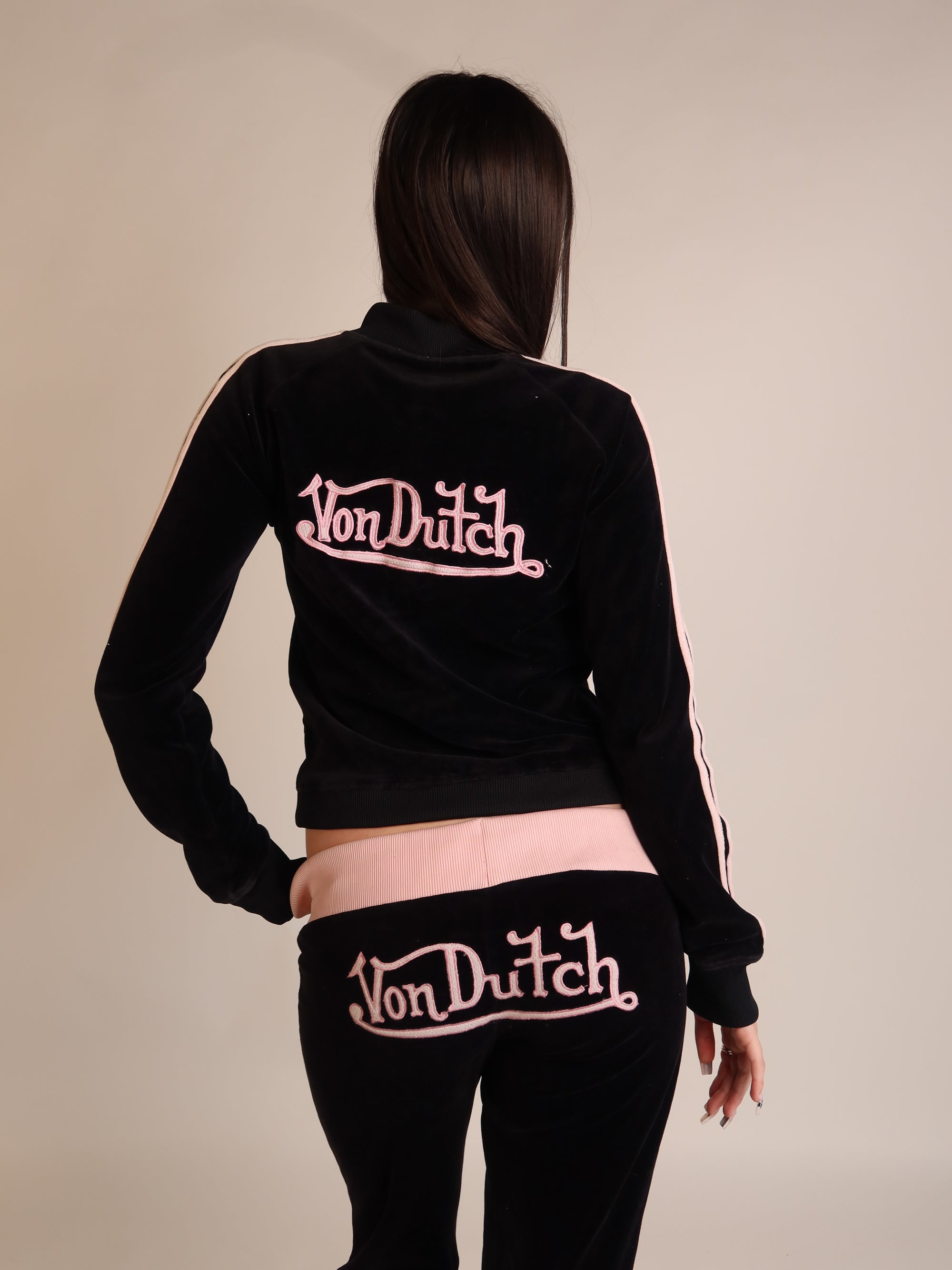 RARE Von Dutch Black Velour Set S