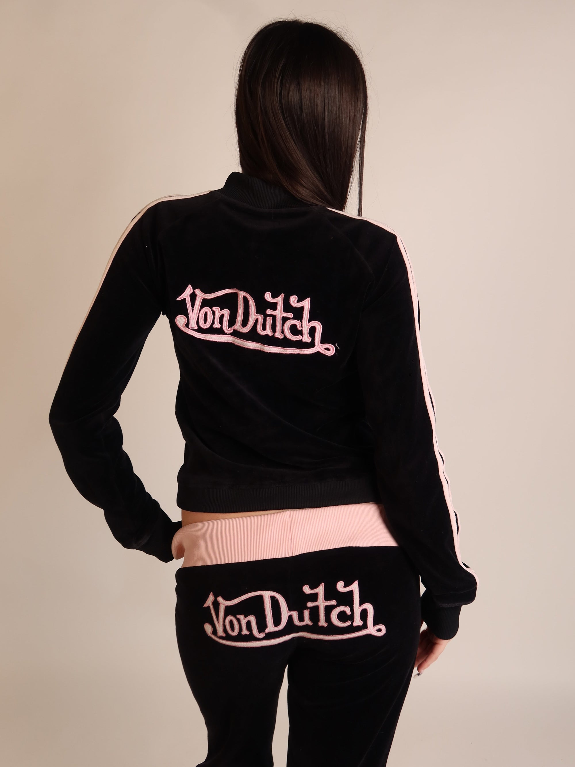 RARE Von Dutch Black Velour Set S