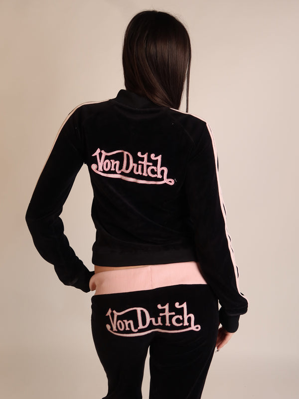 RARE Von Dutch Black Velour Set S