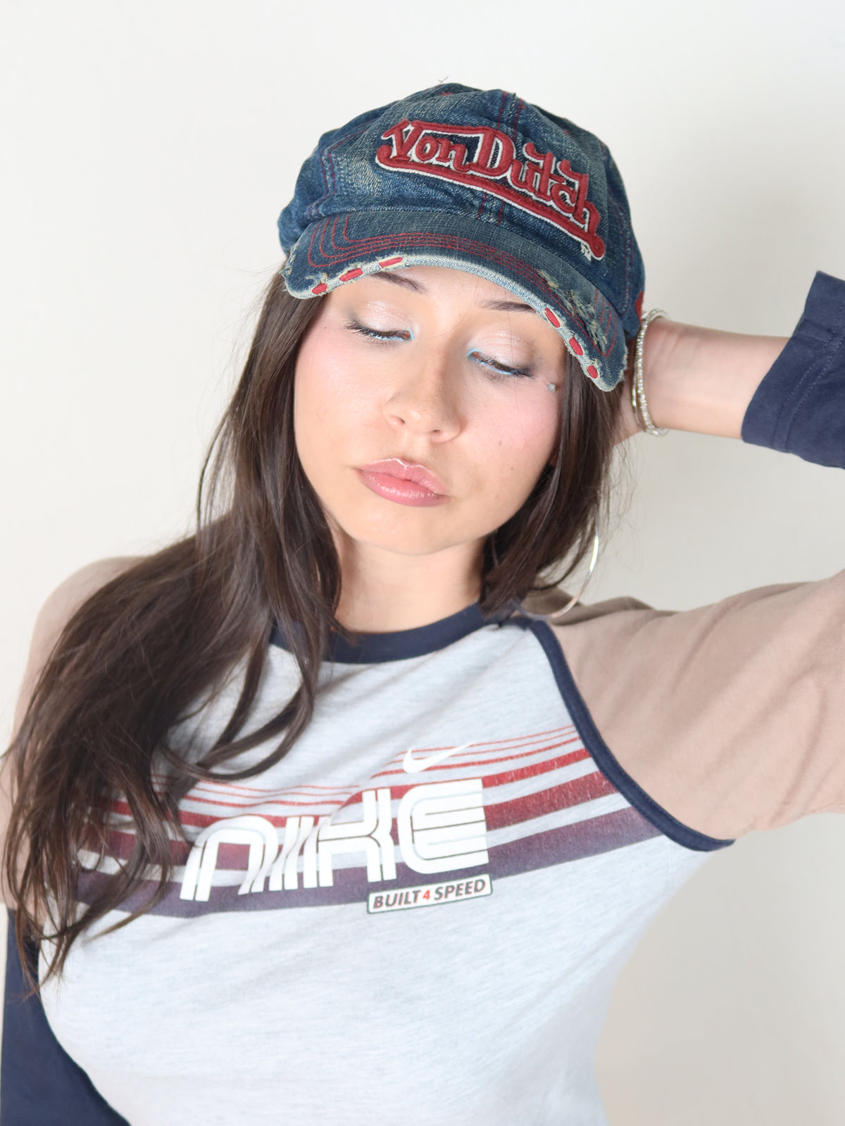 Von Dutch Distressed Denim Trucker Cap