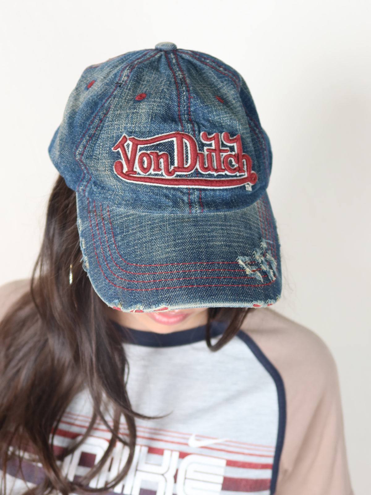 Von Dutch Distressed Denim Trucker Cap
