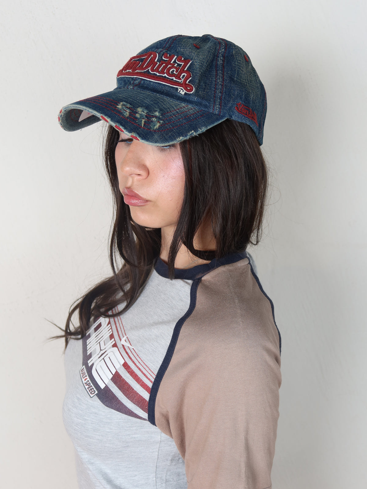 Von Dutch Distressed Denim Trucker Cap