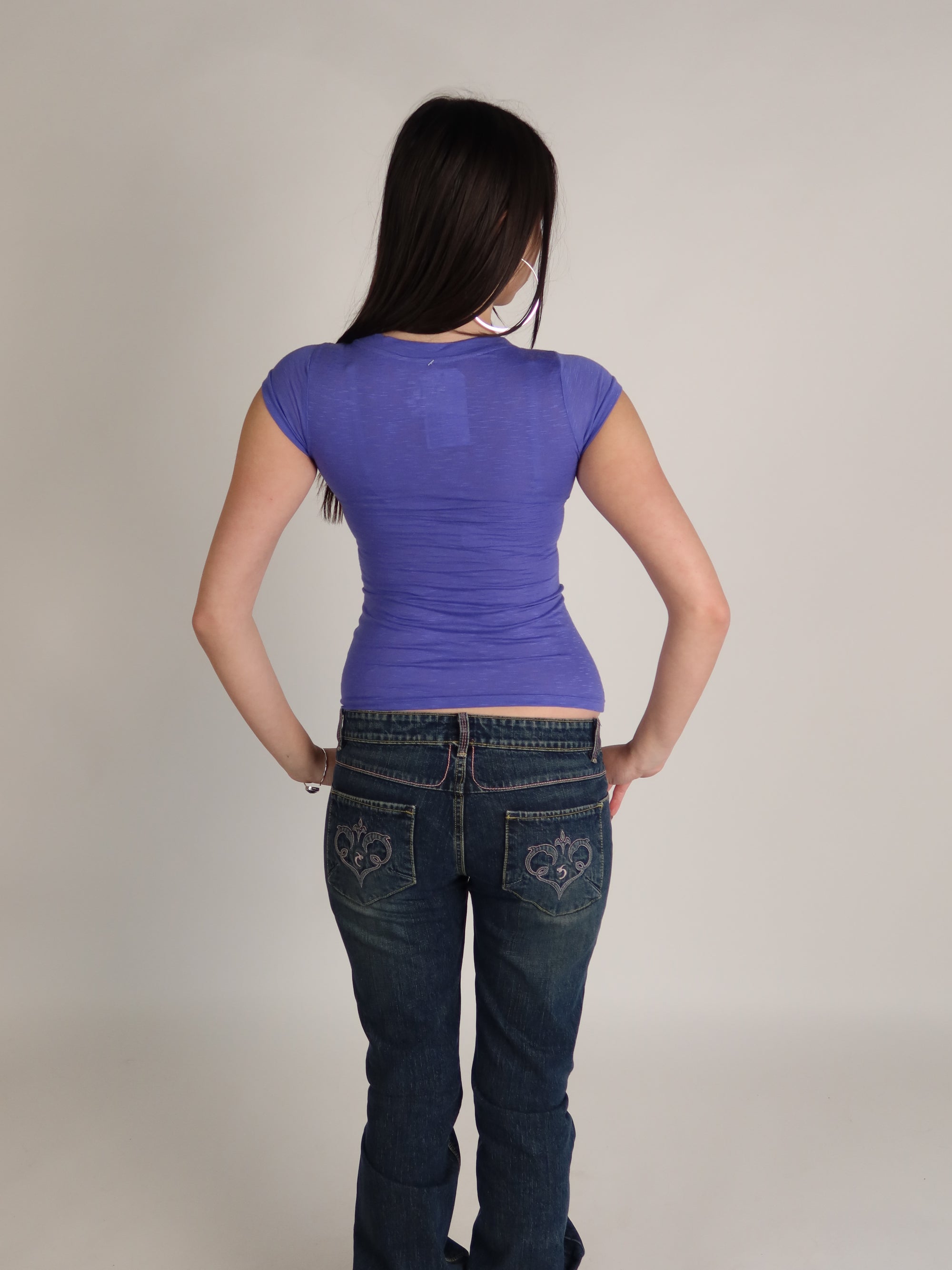 Mcbling Purple Rose Cap Sleeve Tee XS/S