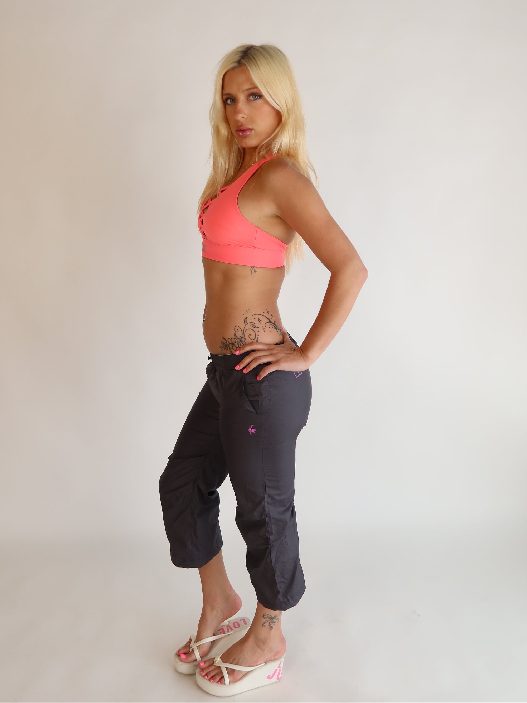 Sporty Grey Capri Track Pants S