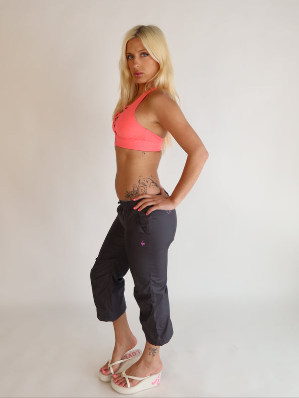 Sporty Grey Capri Track Pants S
