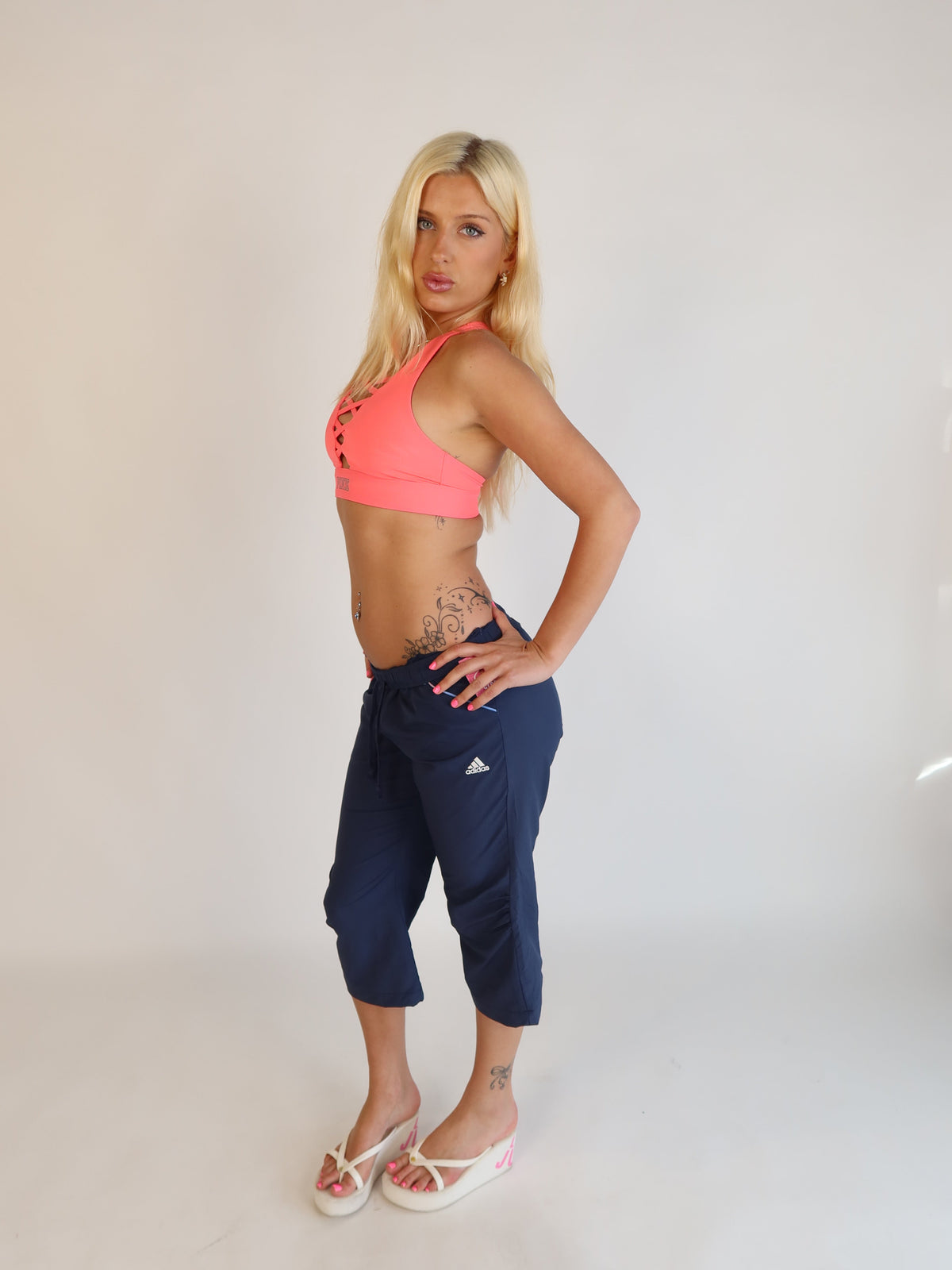 Adidas Navy Capri Track Pants S