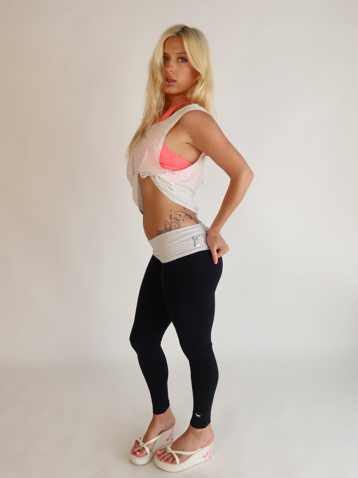 VS PINK Sequin Fold-Over Yoga Leggings XS/S