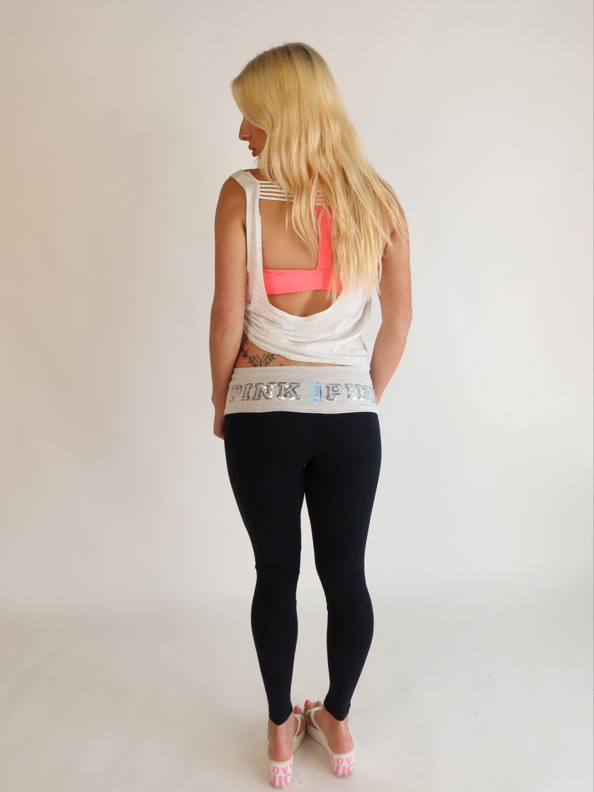 VS PINK Sequin Fold-Over Yoga Leggings XS/S