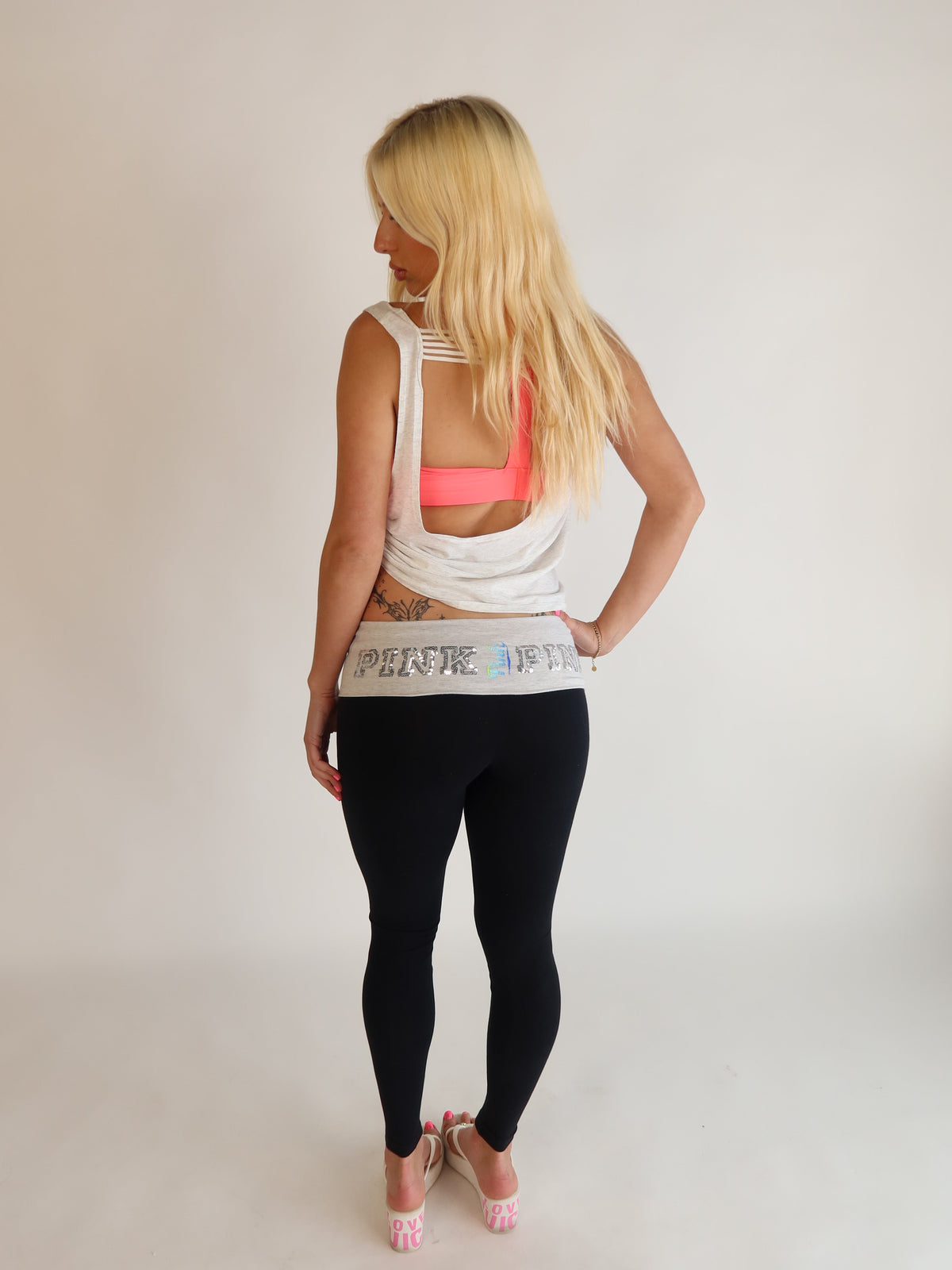 VS PINK Sequin Fold-Over Yoga Leggings XS/S