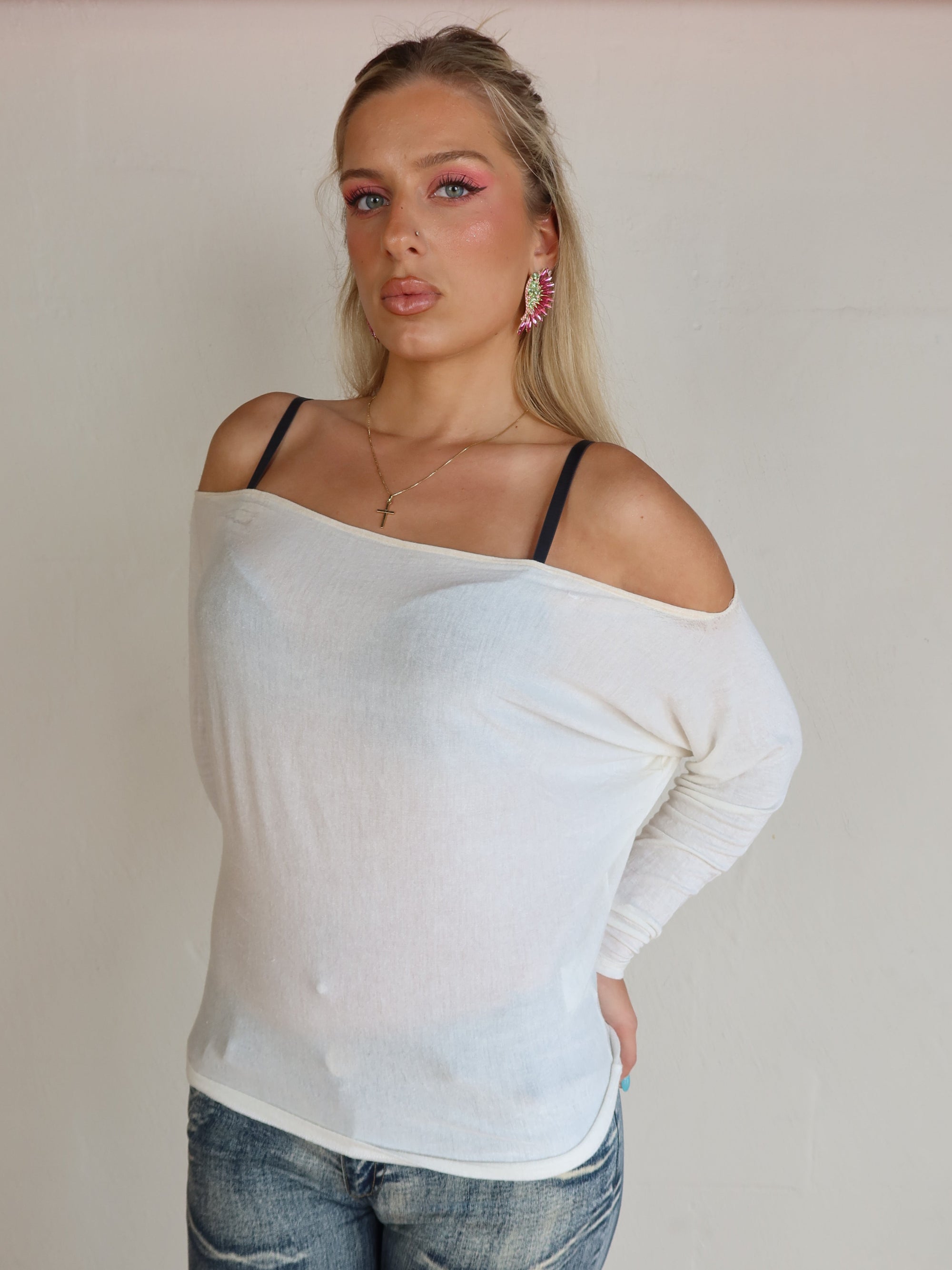 Vtg Guess Off Shoulder S/M