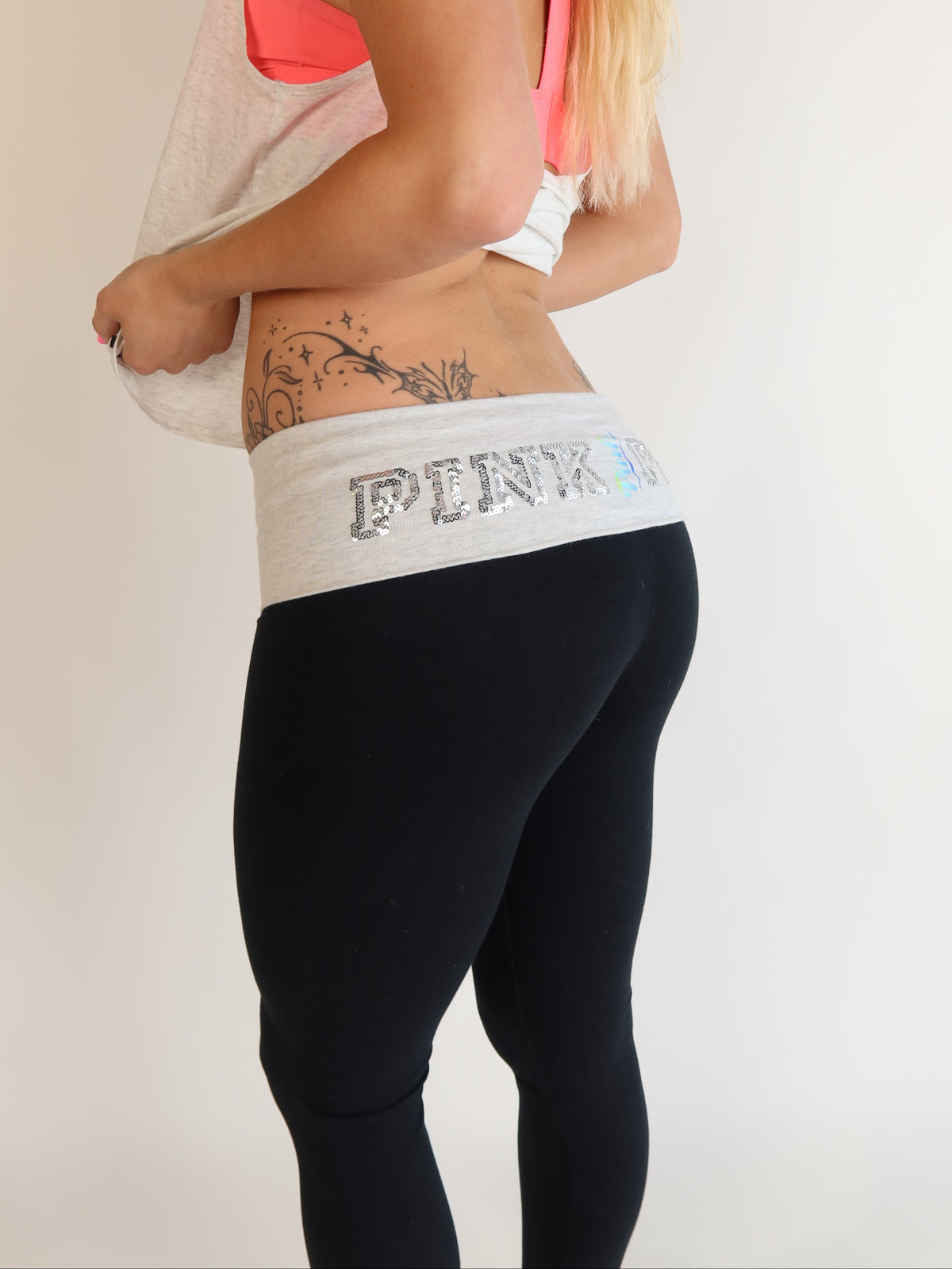VS PINK Sequin Fold-Over Yoga Leggings XS/S