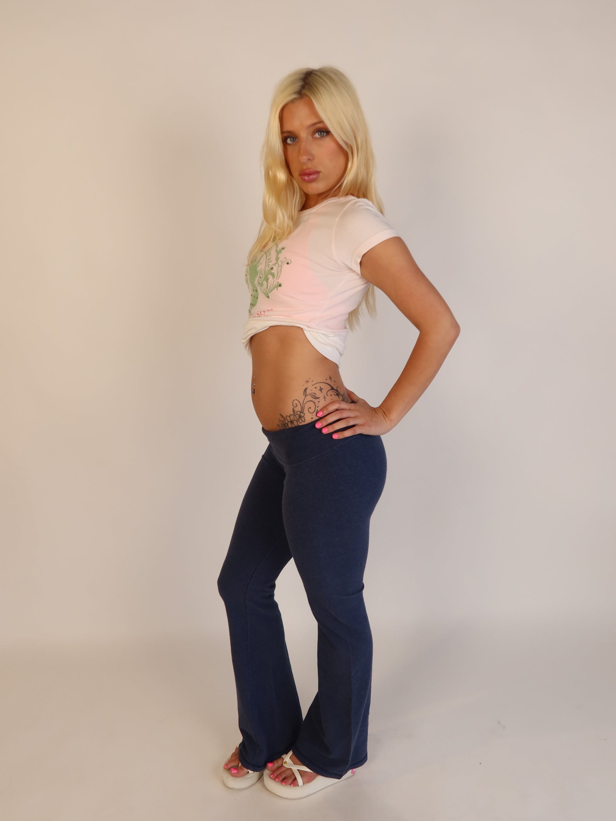 VS PINK Rose Fold-Over Yoga Pants S/M