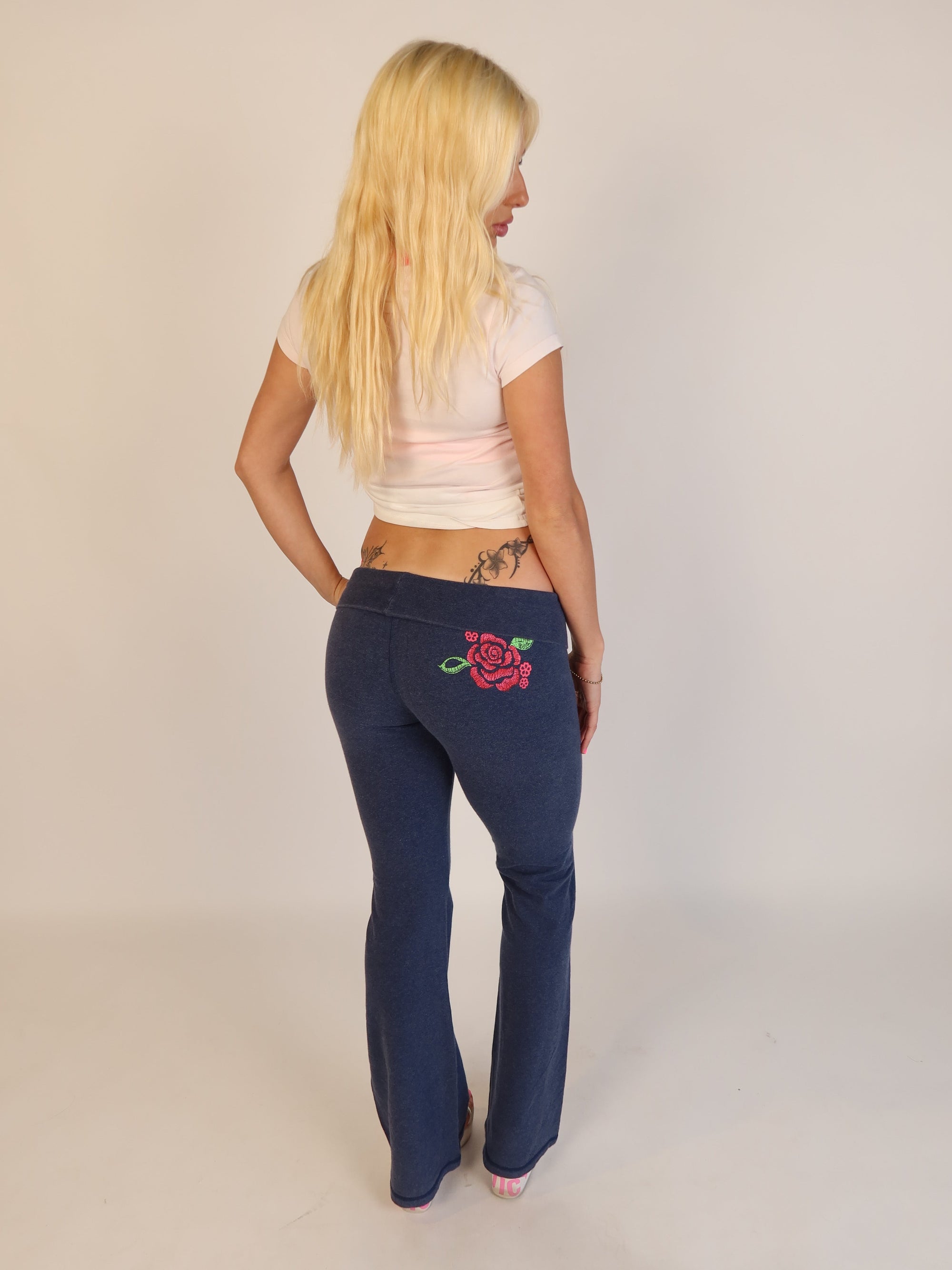 VS PINK Rose Fold-Over Yoga Pants S/M