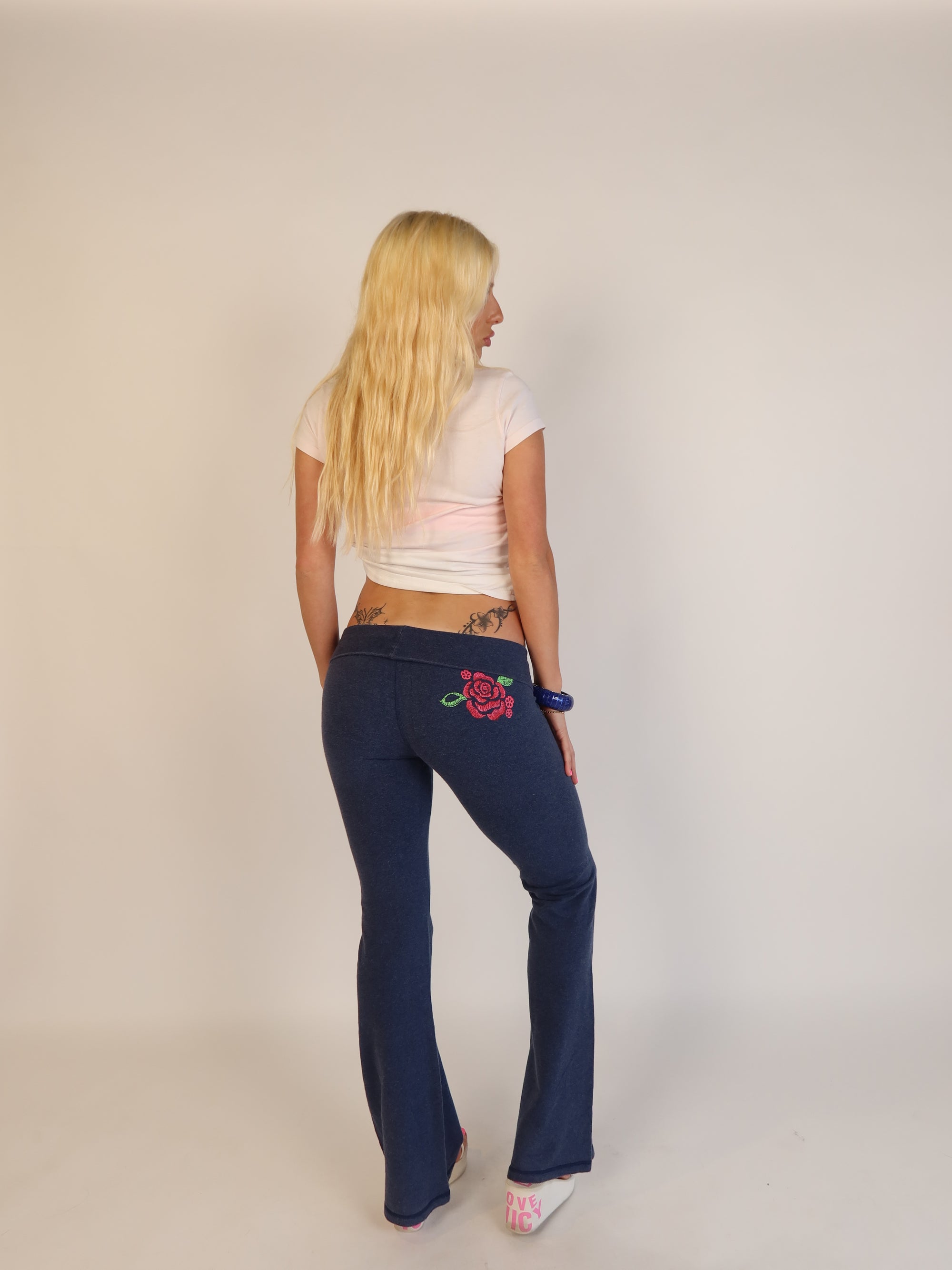 VS PINK Rose Fold-Over Yoga Pants S/M