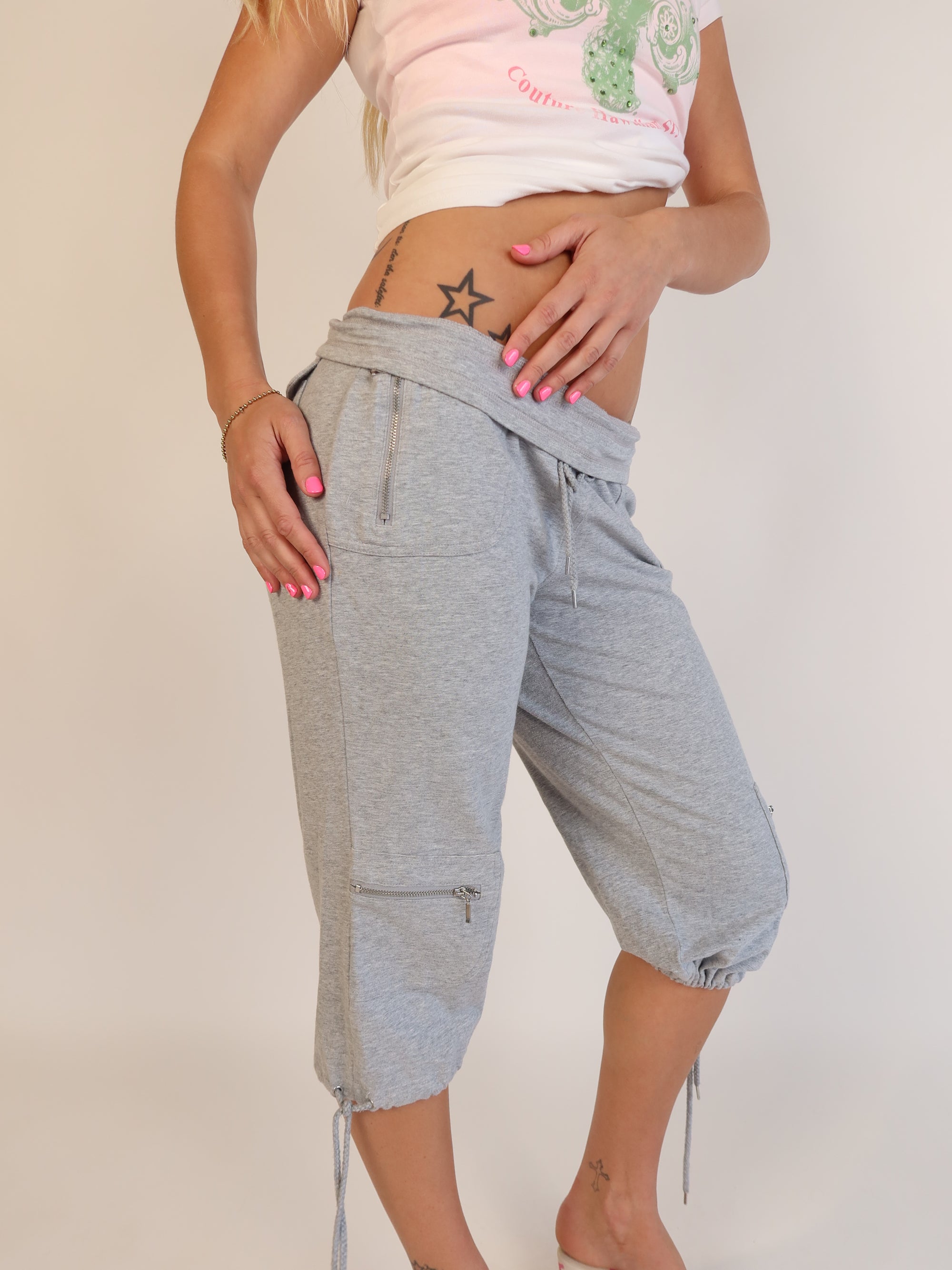 Grey Fold-Over Capri S/M