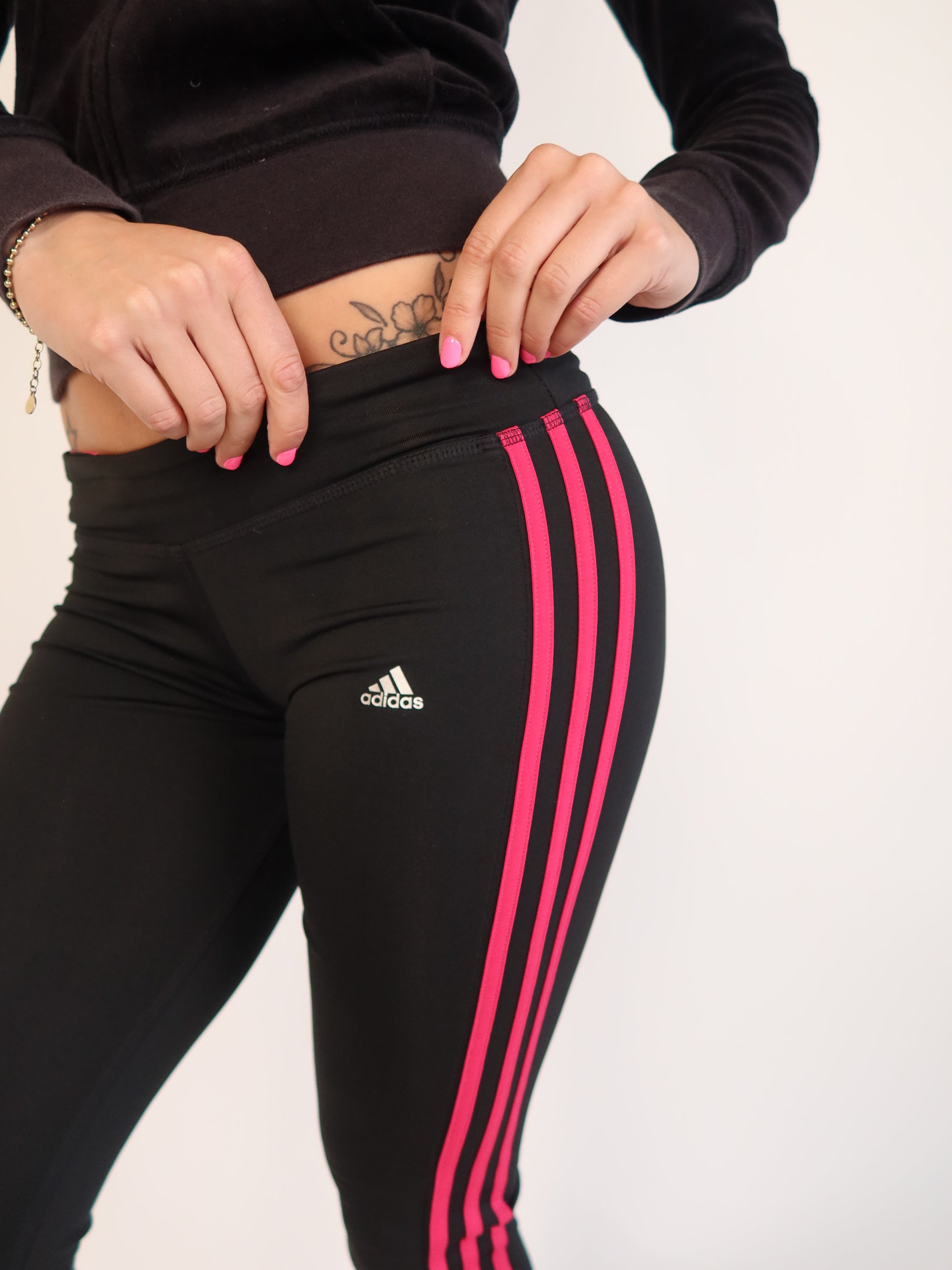 Adidas Black & Pink Capri Leggings S/M