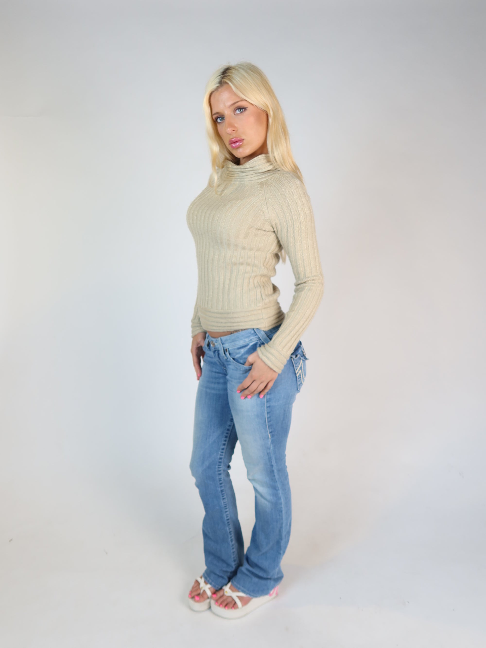 Metallic Cowl Neck Knit S/M